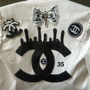 large sequin Black Embroidered Logo Accents and fashion patches for DIY